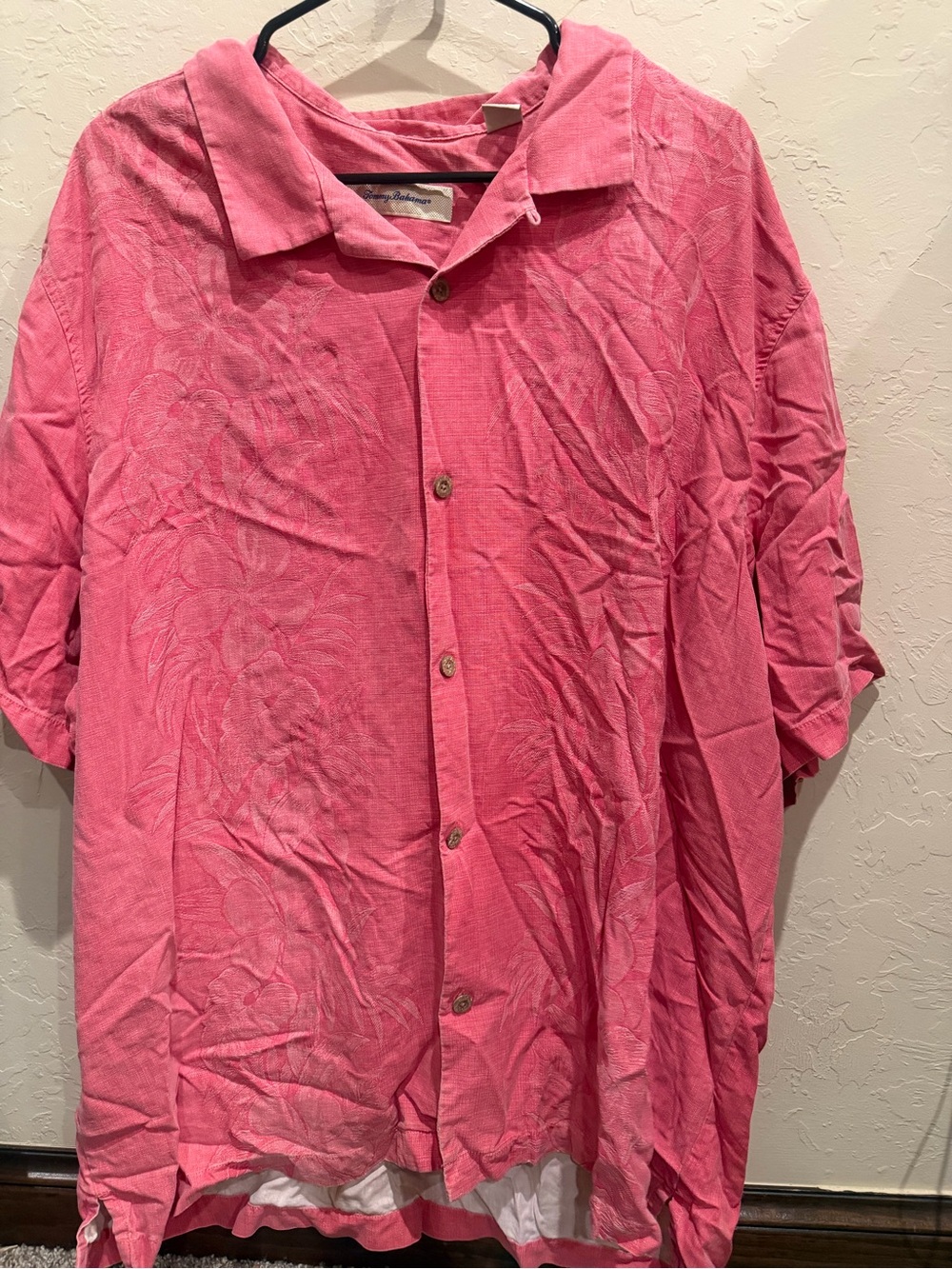 Tommy Bahama pink floral silk jacquard camp shirt Men’s XXXL